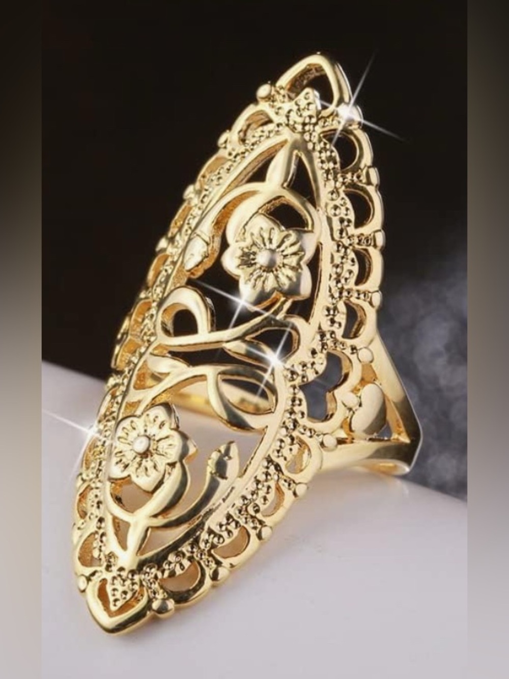 Gorgeous antiqued Neiman Marcus 18KT Gold Vermeil scroll Ring size 8